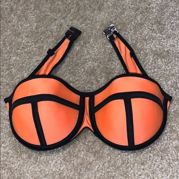 Orange and Black Push Up Bikini Top - Picture 1 of 5